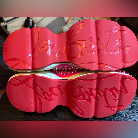 NWOB - Christian Louboutin Neon Pink Studded Sneakers - Picture 9 of 10